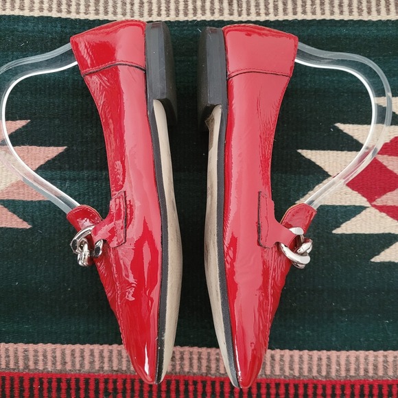 Donald Pliner Red Patent Leather Chain Loafer Sz 8 Slip On Preppy Old Money - Picture 5 of 8